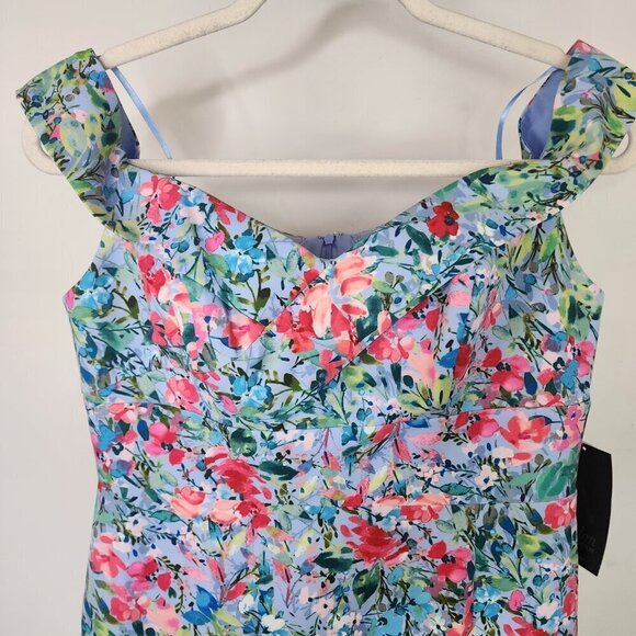 NWT Aidan by Aidan Mattox Off the Shoulder Floral Dress Lilac Multi Size 10 - Picture 6 of 16